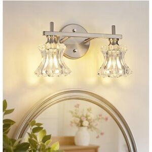 NEW Brushed Nickel Vanity Light Fixture Vintage Classic Farmhouse vanity light